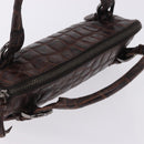 Miu Miu Hand Bag Leather Croco Embossed Brown Auth 202935V-6
