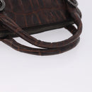 Miu Miu Hand Bag Leather Croco Embossed Brown Auth 202935V-7