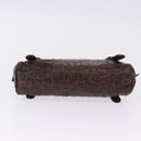 Miu Miu Hand Bag Leather Croco Embossed Brown Auth 202935V-9