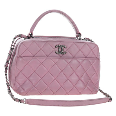 CHANEL Trendy CC Matelasse Chain Bag Lamb Skin 2way Pink CC Auth 202938SAM