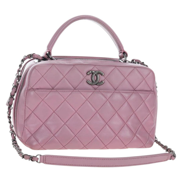CHANEL Trendy CC Matelasse Chain Bag Lamb Skin 2way Pink CC Auth 202938SAM