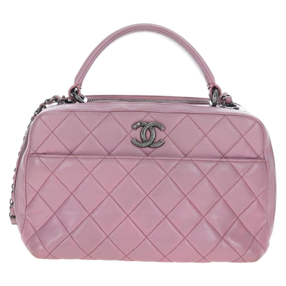 CHANEL Trendy CC Matelasse Chain Bag Lamb Skin 2way Pink CC Auth 202938SAM