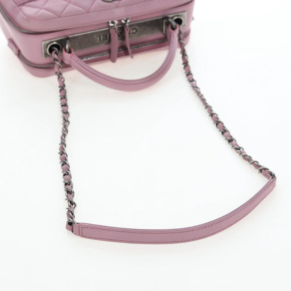 CHANEL Trendy CC Matelasse Chain Bag Lamb Skin 2way Pink CC Auth 202938SAM