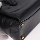GUCCI Hand Bag Leather Outlet Black Gold 000 1448 0539 Auth 202950V-10