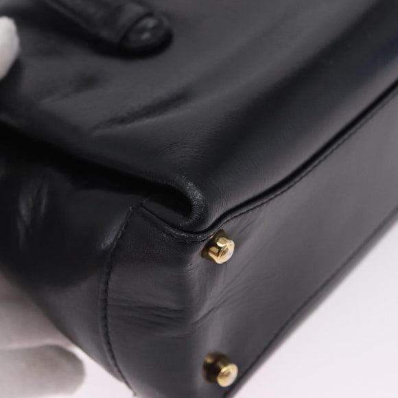 GUCCI Hand Bag Leather Outlet Black Gold 000 1448 0539 Auth 202950V