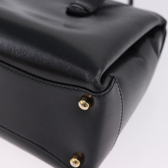 GUCCI Hand Bag Leather Outlet Black Gold 000 1448 0539 Auth 202950V