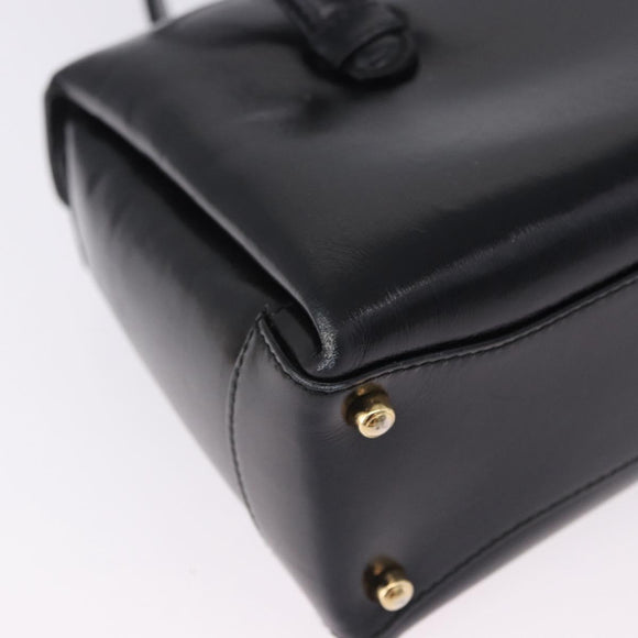 GUCCI Hand Bag Leather Outlet Black Gold 000 1448 0539 Auth 202950V
