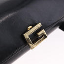 GUCCI Hand Bag Leather Outlet Black Gold 000 1448 0539 Auth 202950V-14