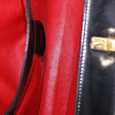 GUCCI Hand Bag Leather Outlet Black Gold 000 1448 0539 Auth 202950V-16