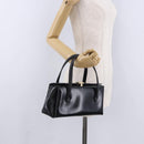 GUCCI Hand Bag Leather Outlet Black Gold 000 1448 0539 Auth 202950V-26
