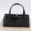 GUCCI Hand Bag Leather Outlet Black Gold 000 1448 0539 Auth 202950V-27