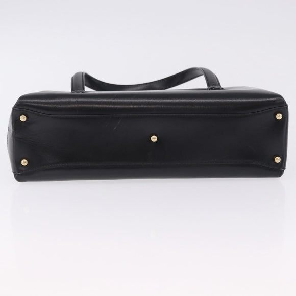 GUCCI Hand Bag Leather Outlet Black Gold 000 1448 0539 Auth 202950V