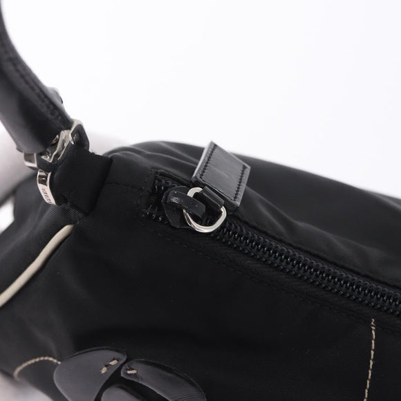 PRADA Shoulder Bag Nylon Black Silver Auth 202952V