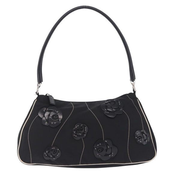 PRADA Shoulder Bag Nylon Black Silver Auth 202952V