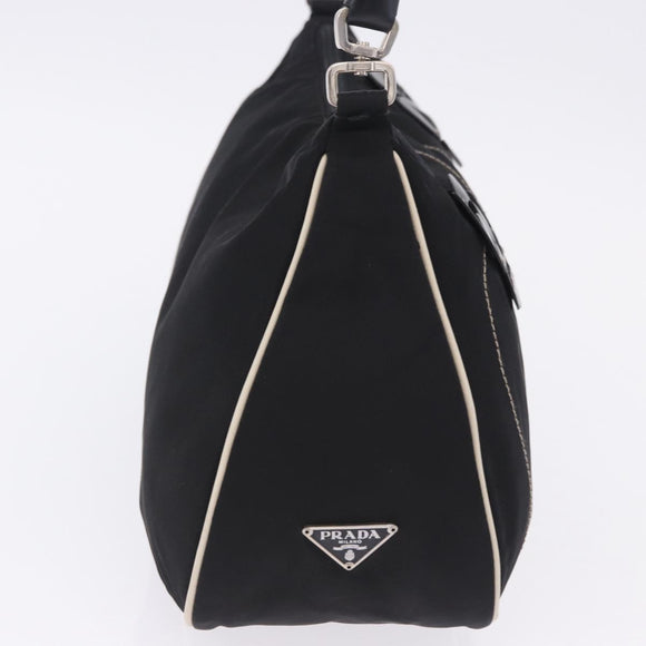 PRADA Shoulder Bag Nylon Black Silver Auth 202952V