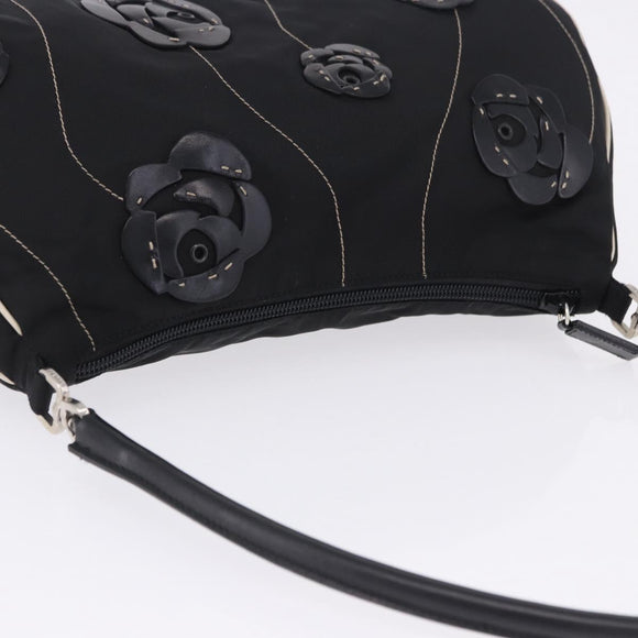 PRADA Shoulder Bag Nylon Black Silver Auth 202952V