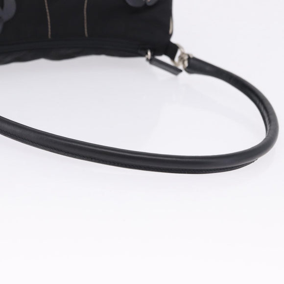 PRADA Shoulder Bag Nylon Black Silver Auth 202952V