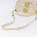 Miu Miu Matelasse Shoulder Bag Leather 2way White Gold Auth 202953V-10
