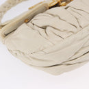 Miu Miu Matelasse Shoulder Bag Leather 2way White Gold Auth 202953V-13