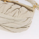 Miu Miu Matelasse Shoulder Bag Leather 2way White Gold Auth 202953V-14