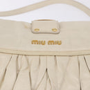 Miu Miu Matelasse Shoulder Bag Leather 2way White Gold Auth 202953V-17