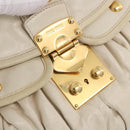 Miu Miu Matelasse Shoulder Bag Leather 2way White Gold Auth 202953V-18