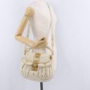 Miu Miu Matelasse Shoulder Bag Leather 2way White Gold Auth 202953V-30