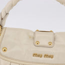 Miu Miu Matelasse Shoulder Bag Leather 2way White Gold Auth 202953V-4