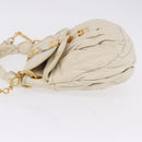 Miu Miu Matelasse Shoulder Bag Leather 2way White Gold Auth 202953V-6