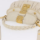 Miu Miu Matelasse Shoulder Bag Leather 2way White Gold Auth 202953V-7