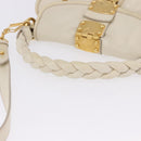 Miu Miu Matelasse Shoulder Bag Leather 2way White Gold Auth 202953V-8