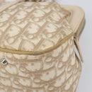 Christian Dior Trotter Canvas Romantic Hand Bag PVC Beige Silver Auth 202956-15