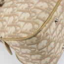 Christian Dior Trotter Canvas Romantic Hand Bag PVC Beige Silver Auth 202956-18