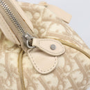 Christian Dior Trotter Canvas Romantic Hand Bag PVC Beige Silver Auth 202956-19
