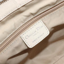 Christian Dior Trotter Canvas Romantic Hand Bag PVC Beige Silver Auth 202956-20