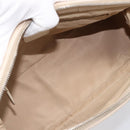Christian Dior Trotter Canvas Romantic Hand Bag PVC Beige Silver Auth 202956-11