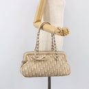 Christian Dior Trotter Canvas Romantic Hand Bag PVC Beige Silver Auth 202956-25