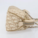 Christian Dior Trotter Canvas Romantic Hand Bag PVC Beige Silver Auth 202956-3