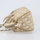 Christian Dior Trotter Canvas Romantic Hand Bag PVC Beige Silver Auth 202956-4