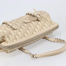 Christian Dior Trotter Canvas Romantic Hand Bag PVC Beige Silver Auth 202956-6