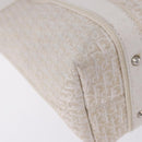 Christian Dior Trotter Canvas Hand Bag White Silver Auth 202957A-15