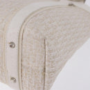 Christian Dior Trotter Canvas Hand Bag White Silver Auth 202957A-16
