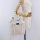 Christian Dior Trotter Canvas Hand Bag White Silver Auth 202957A-24