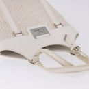 Christian Dior Trotter Canvas Hand Bag White Silver Auth 202957A-7