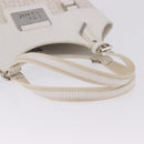 Christian Dior Trotter Canvas Hand Bag White Silver Auth 202957A-8