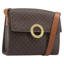 CELINE Macadam Canvas Circle Shoulder Bag PVC Leather Brown Gold Auth 202958-1