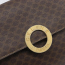 CELINE Macadam Canvas Circle Shoulder Bag PVC Leather Brown Gold Auth 202958-19