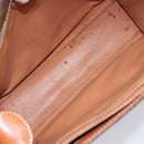 CELINE Macadam Canvas Circle Shoulder Bag PVC Leather Brown Gold Auth 202958-9