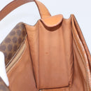 CELINE Macadam Canvas Circle Shoulder Bag PVC Leather Brown Gold Auth 202958-21
