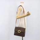 CELINE Macadam Canvas Circle Shoulder Bag PVC Leather Brown Gold Auth 202958-25